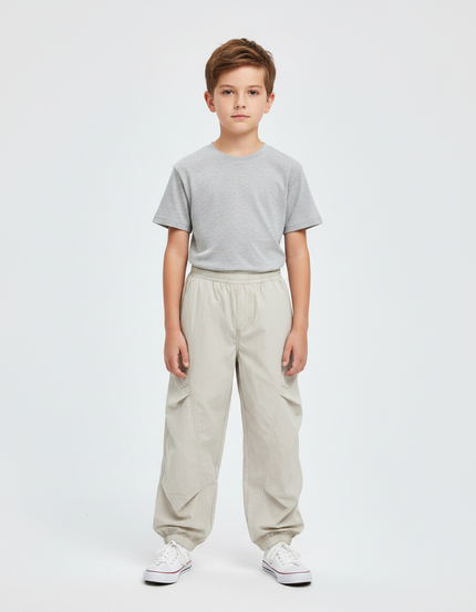 Pantalon Parachute Beige Ample Enfant Décontracté Léger - Polyester