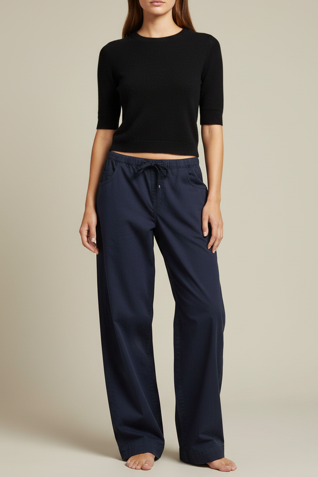 Pantalon Parachute Femme Bleu Marine Baggy - Toile