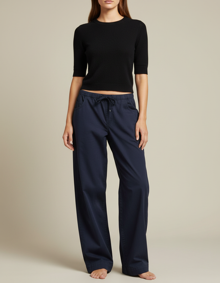 Pantalon Parachute Femme Bleu Marine Baggy - Toile