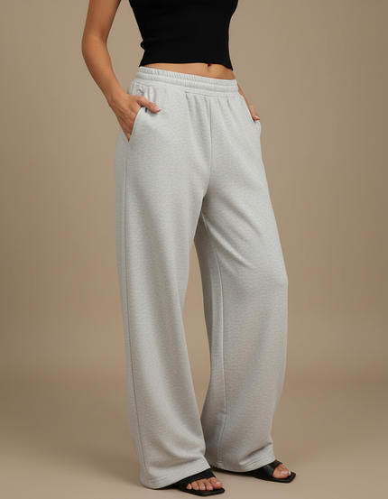 Pantalon Parachute Gris Ample Confortable Décontracté Femme - Molleton