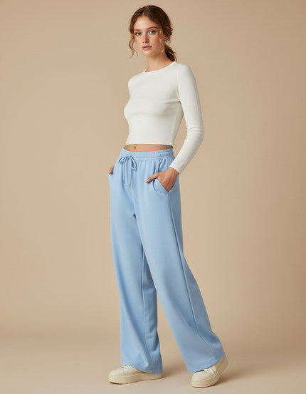 Pantalon Parachute Bleu Ciel Ample Confortable Cordon - Molleton