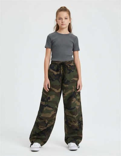 Pantalon Parachute Fille Kaki