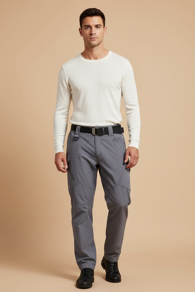 Pantalon Parachute Gris Cargo Tactique Homme Décontracté - Polyester