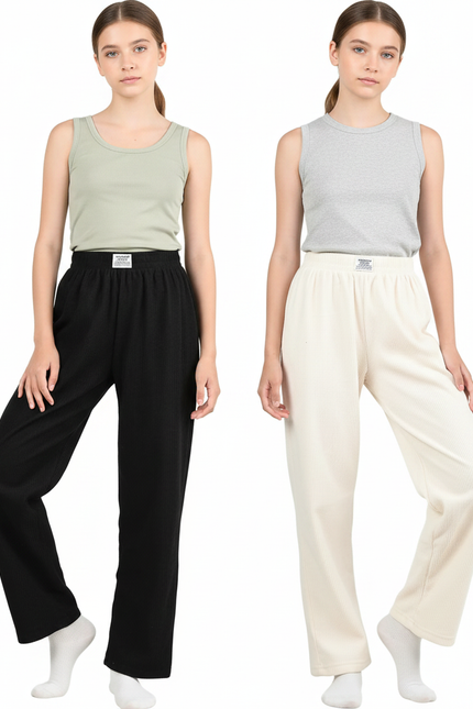 Pantalon Parachute Côtelé Ample Confortable Fille Décontracté - Noir Cordé