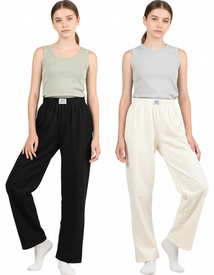 Pantalon Parachute Côtelé Ample Confortable Fille Décontracté - Noir Cordé