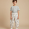 Pantalon Parachute Crème Ample Fleuri Ours Coton Enfant - Beige