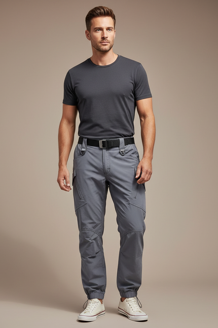 Pantalon Parachute Gris Tactique Homme Ajusté Militaire - Polyester