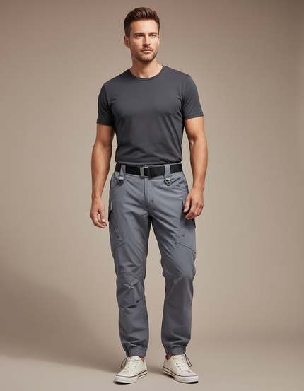 Pantalon Parachute Gris Tactique Homme Ajusté Militaire - Polyester