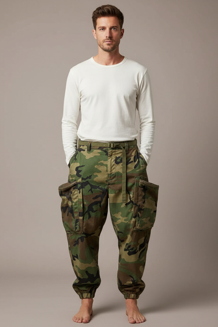 Pantalon Parachute Camouflage Ample Cargo Homme Streetwear - Imprimé Toile