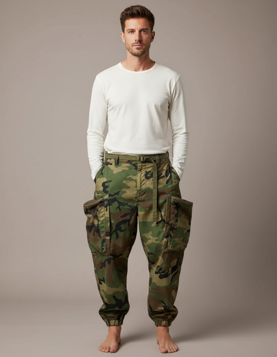 Pantalon Parachute Camouflage Ample Cargo Homme Streetwear - Imprimé Toile