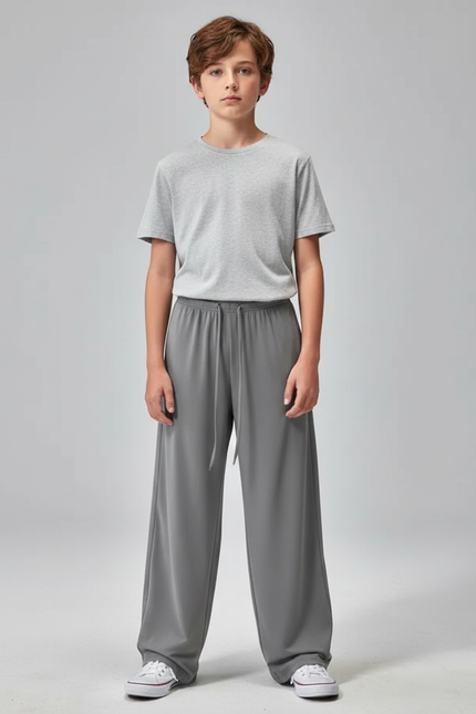 Pantalon Parachute Gris Ample Léger Décontracté Enfant - Polyester