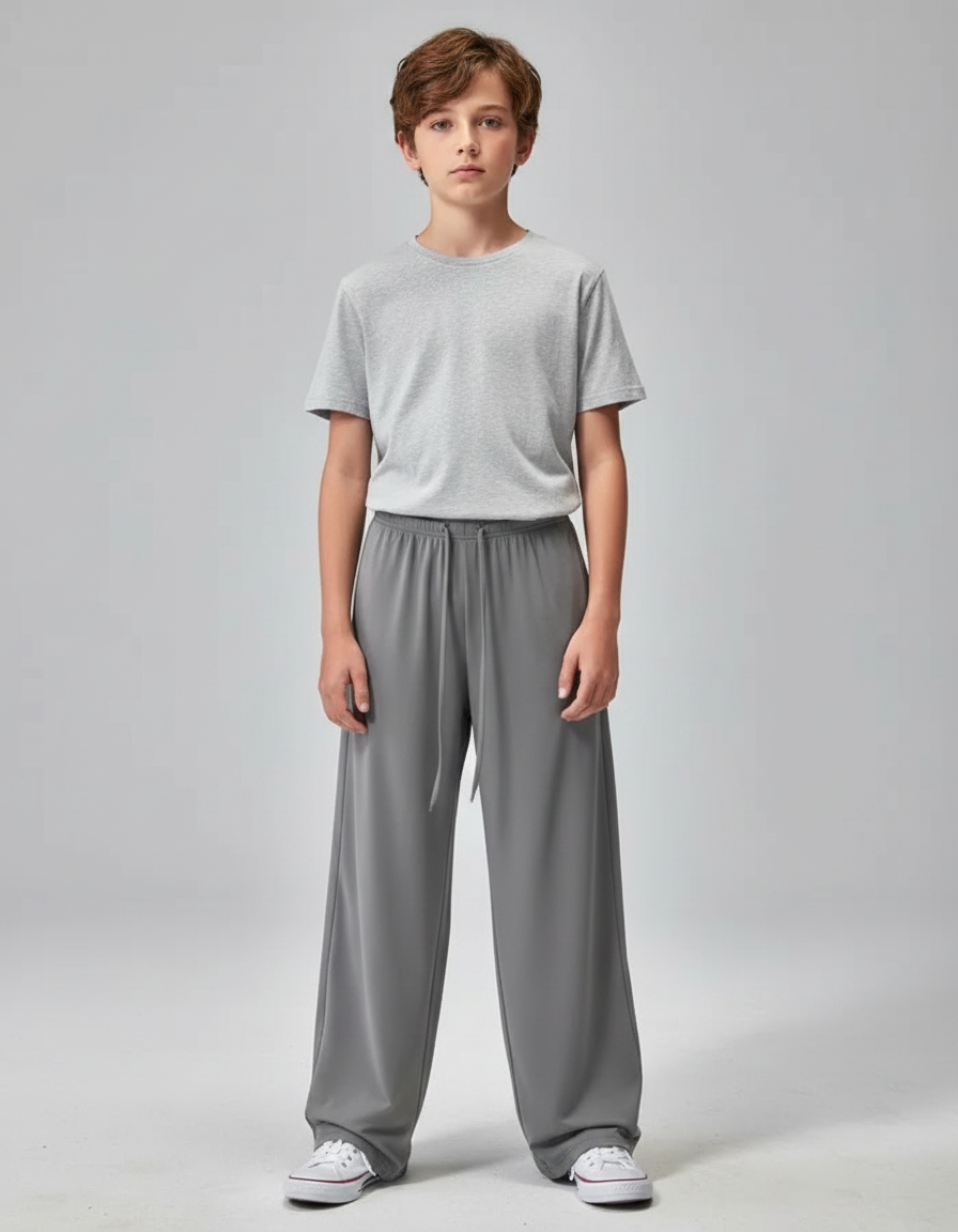 Pantalon Parachute Gris Ample Léger Décontracté Enfant - Polyester