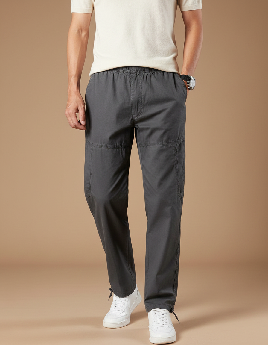 Pantalon Parachute Gris Décontracté Coton Homme