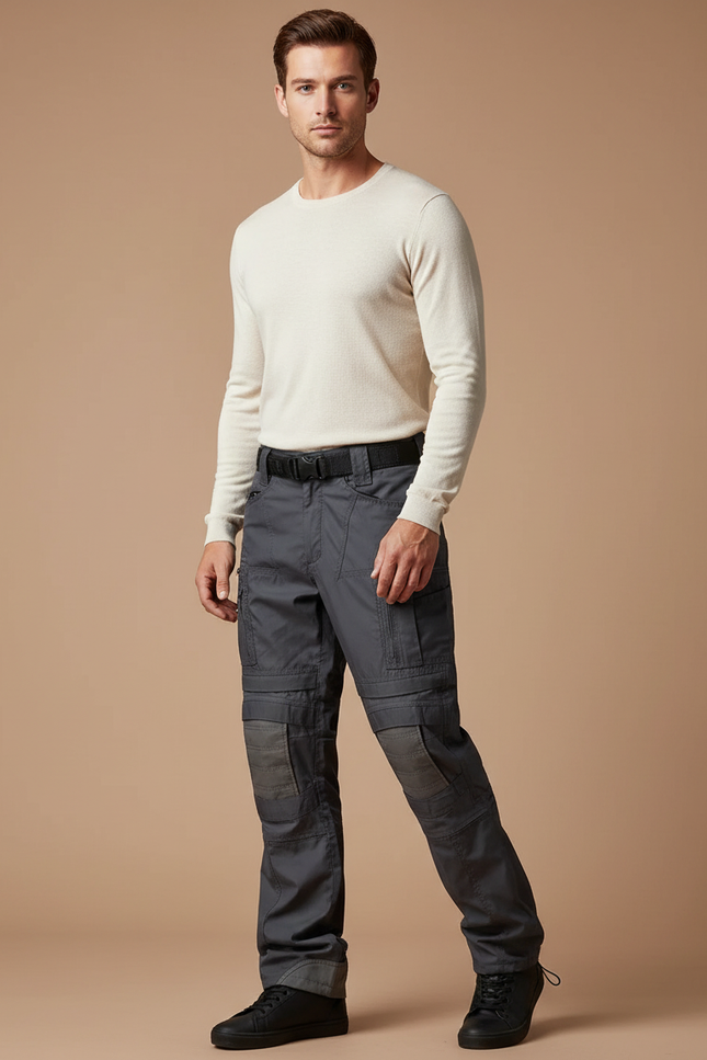 Pantalon Parachute Gris Tactique Résistant Multi-Poches Homme - Polyester