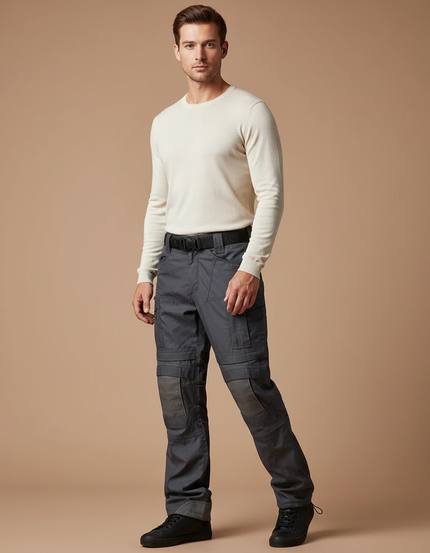 Pantalon Parachute Gris Tactique Résistant Multi-Poches Homme - Polyester