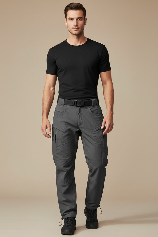 Pantalon Parachute Gris Tactique Multi-Poches Homme - Polyester