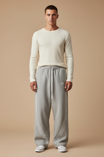 Pantalon Parachute Homme Gris Baggy - Molleton