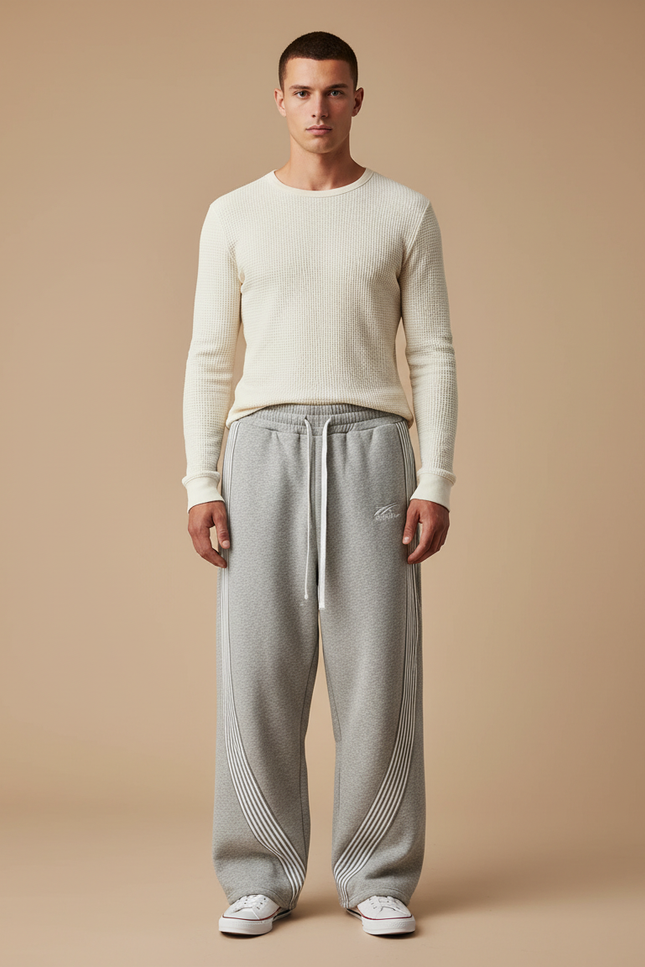 Pantalon Parachute Homme Gris Baggy - Molleton