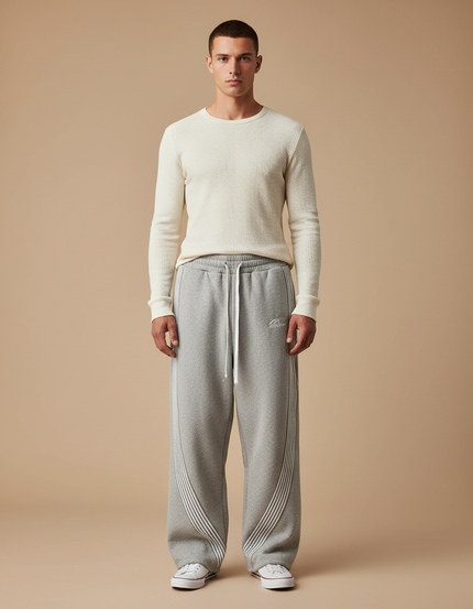 Pantalon Parachute Homme Gris Baggy - Molleton