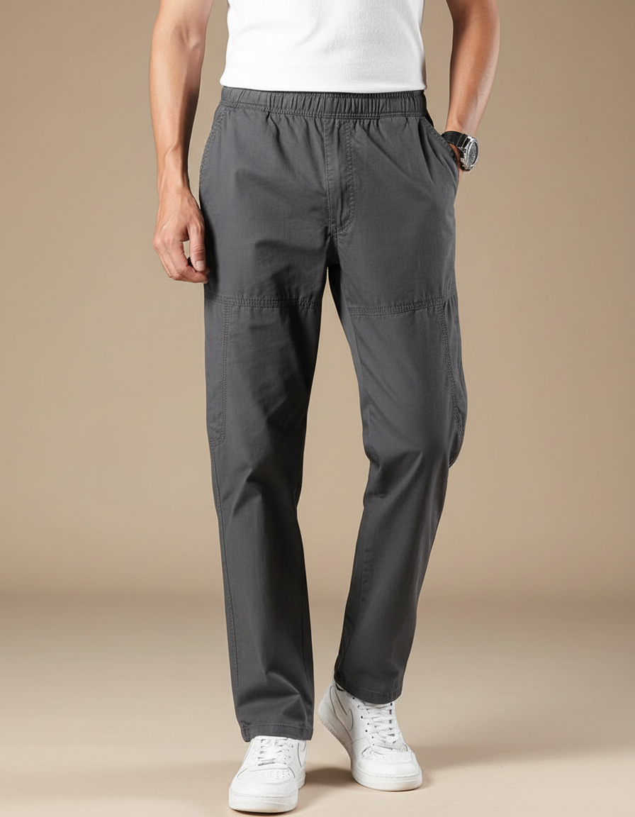 Pantalon Parachute Gris Décontracté Ample Coton Homme