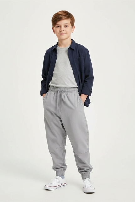 Pantalon Parachute Gris Ample Décontracté Enfant Léger - Polyester