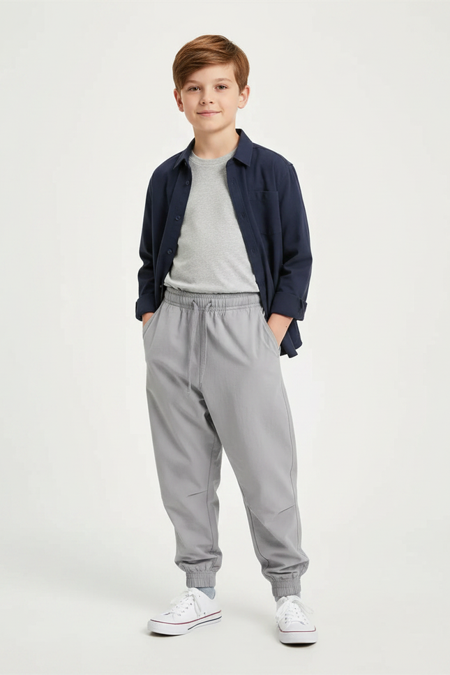 Pantalon Parachute Gris Ample Décontracté Enfant Léger - Polyester