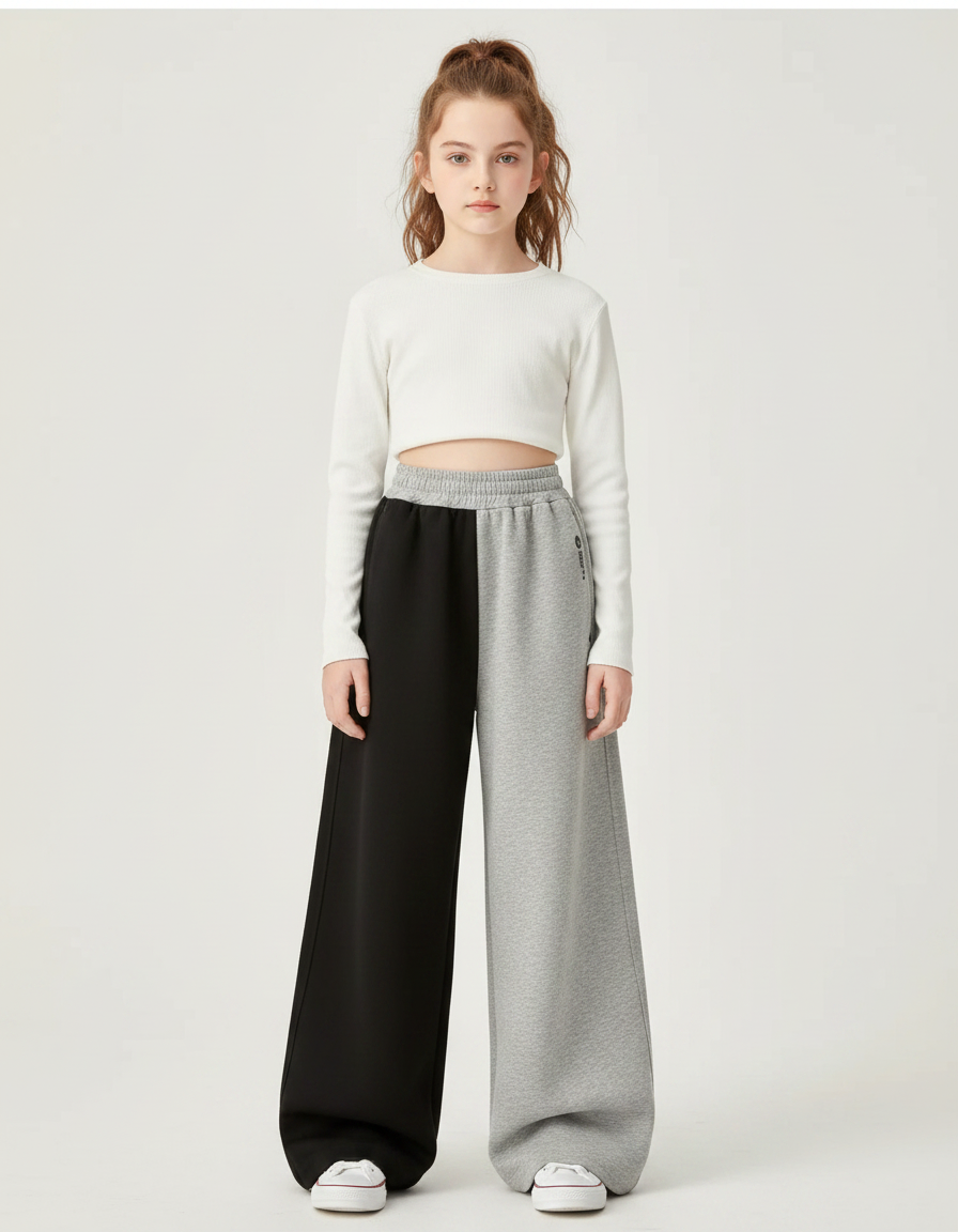 Pantalon Parachute Bicolore Ample Molleton Enfant - Multicolore