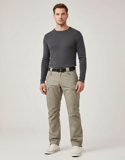 Pantalon Parachute Kaki Cargo Homme Léger Décontracté Multi-poches - Polyester