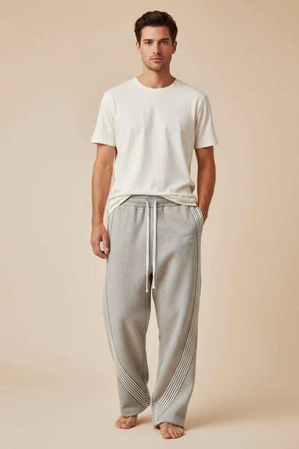 Pantalon Parachute Homme Gris Baggy Streetwear - Molleton