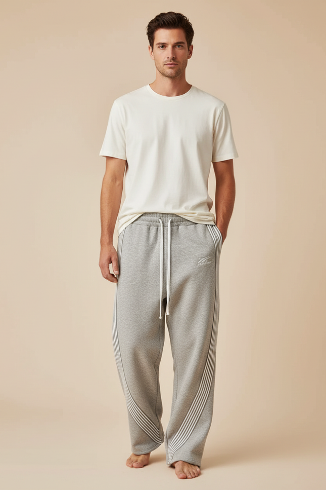 Pantalon Parachute Homme Gris Baggy Streetwear - Molleton