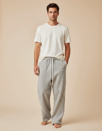 Pantalon Parachute Homme Gris Baggy Streetwear - Molleton