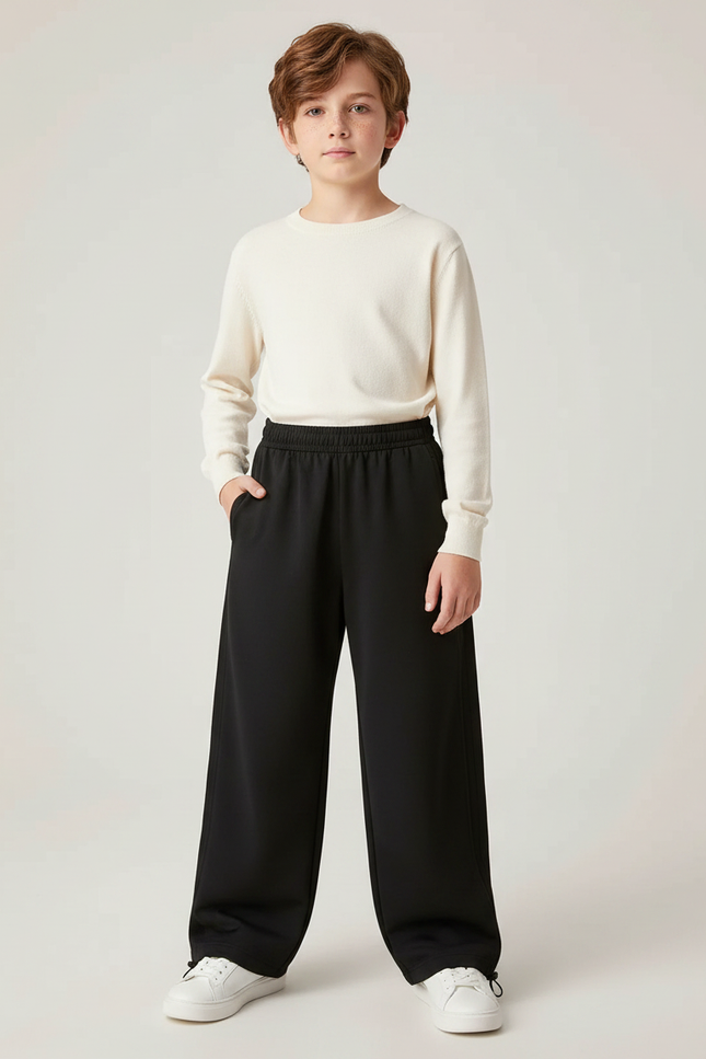 Pantalon Parachute Noir Ample Coton Enfant Décontracté