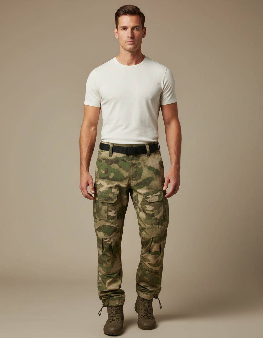 Pantalon Parachute Camouflage Militaire Cargo Multipoches Homme - Multicolore Toile