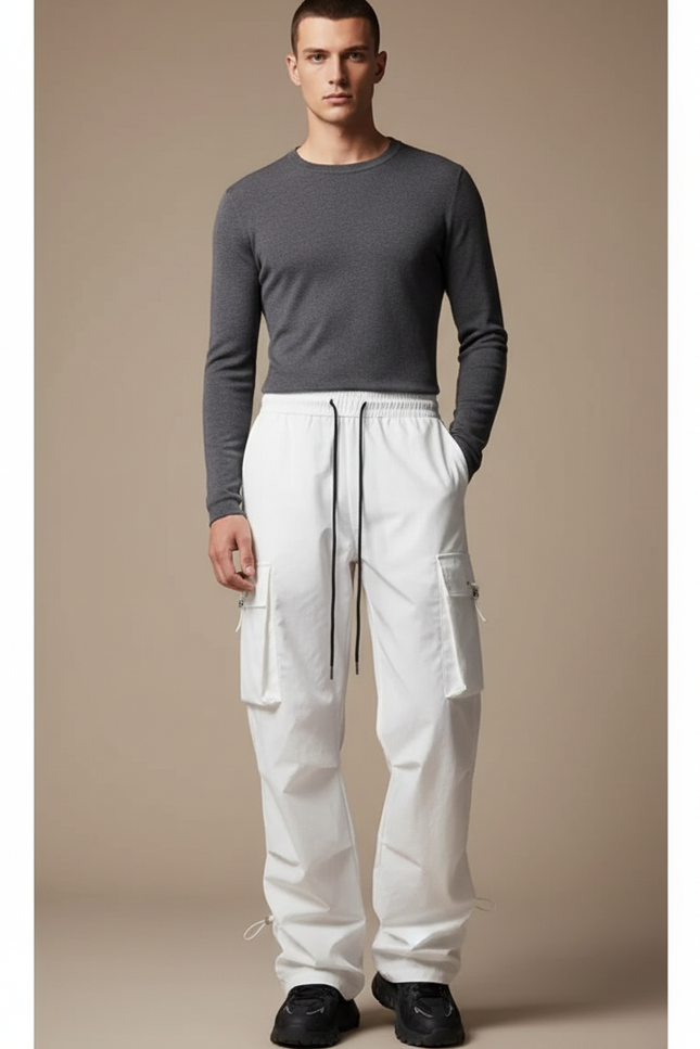 Pantalon Parachute Blanc - Polyester