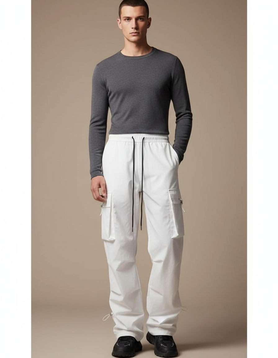 Pantalon Parachute Blanc - Polyester