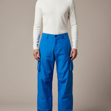 Pantalon Parachute Bleu Électrique Ample Cargo Unisexe - Polyester