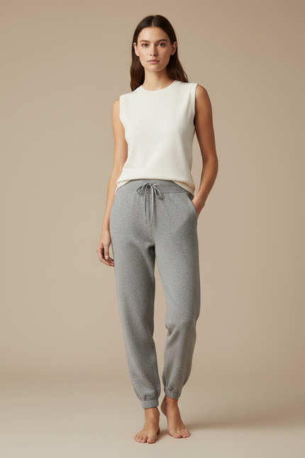 Pantalon Parachute Gris Jogger Décontracté Confortable Femme - Molleton