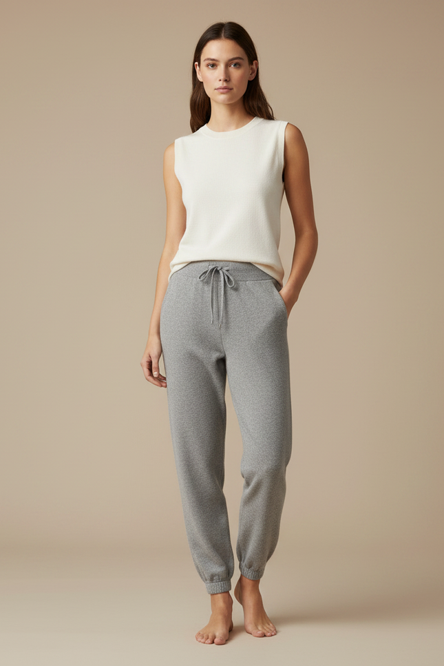 Pantalon Parachute Gris Jogger Décontracté Confortable Femme - Molleton