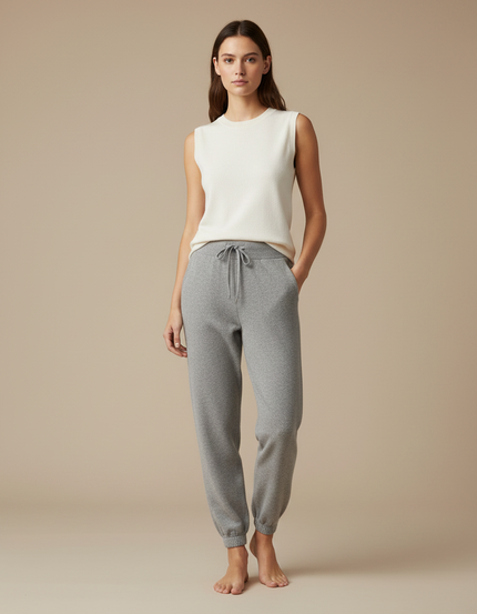 Pantalon Parachute Gris Jogger Décontracté Confortable Femme - Molleton