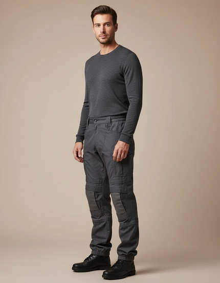 Pantalon Parachute Tactique Gris Cargo Multi-Poches Homme - Polyester