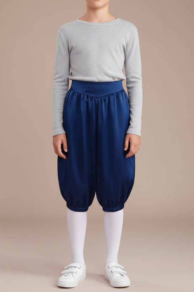 Pantalon Parachute Garçon Bleu Marine Taille Haute - Satin