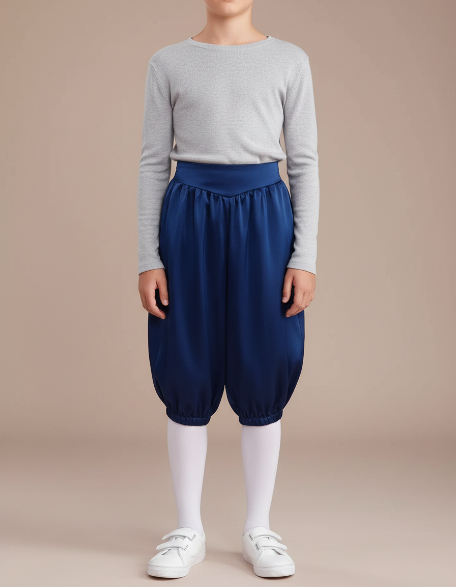 Pantalon Parachute Garçon Bleu Marine Taille Haute - Satin