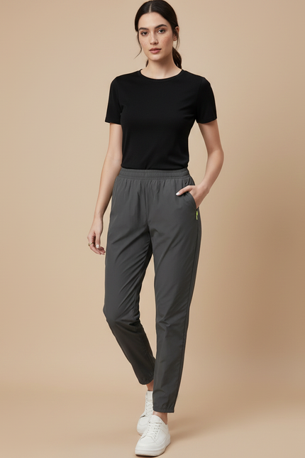 Pantalon Parachute Gris Slim Léger Sport Femme - Polyester