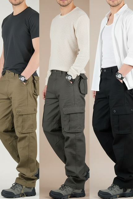 Pantalon Parachute Cargo Ample Coton Homme - Kaki