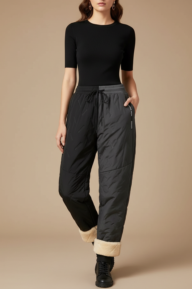 Pantalon Parachute Bicolore Matelassé Doublé Sherpa Hiver - Multicolore Polyester
