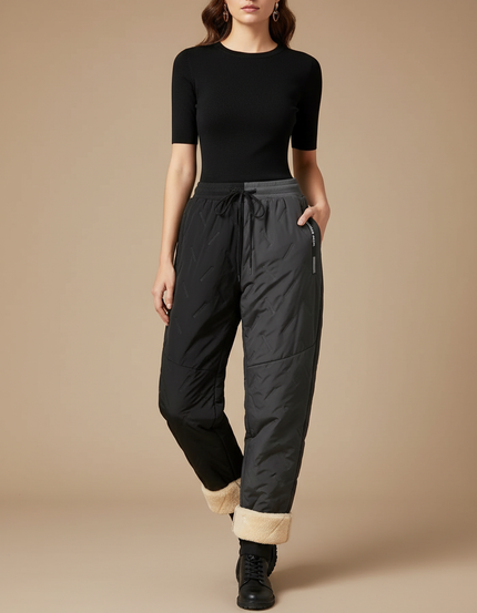 Pantalon Parachute Bicolore Matelassé Doublé Sherpa Hiver - Multicolore Polyester
