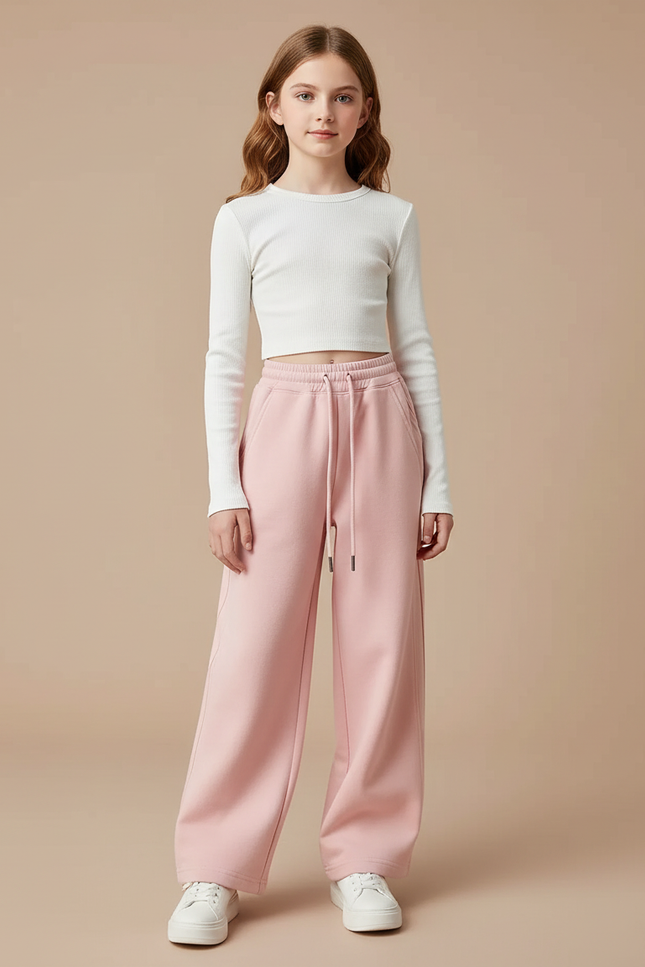 Pantalon Parachute Rose Ample Molletonné Sport Fille
