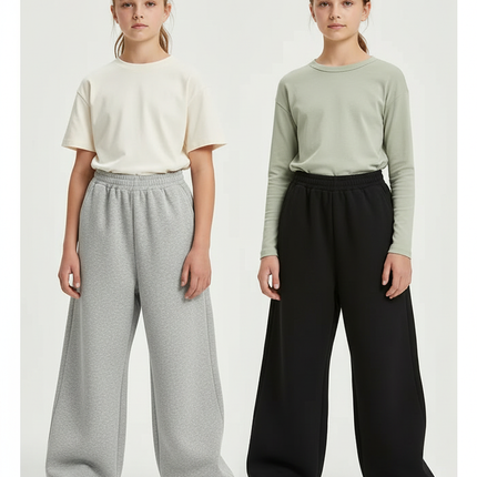 Pantalon Parachute Large Confortable Unisexe Hiver - Gris Molleton