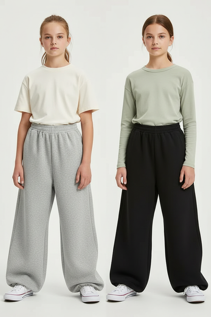 Pantalon Parachute Large Confortable Unisexe Hiver - Gris Molleton