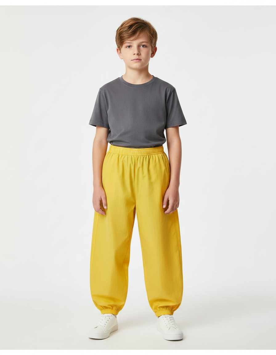 Pantalon Parachute Jaune Ample Sport Léger Enfant - Polyester